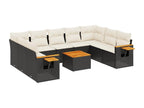 Salon de jardin 10 pcs avec coussins noir résine tressée 25442OSQE