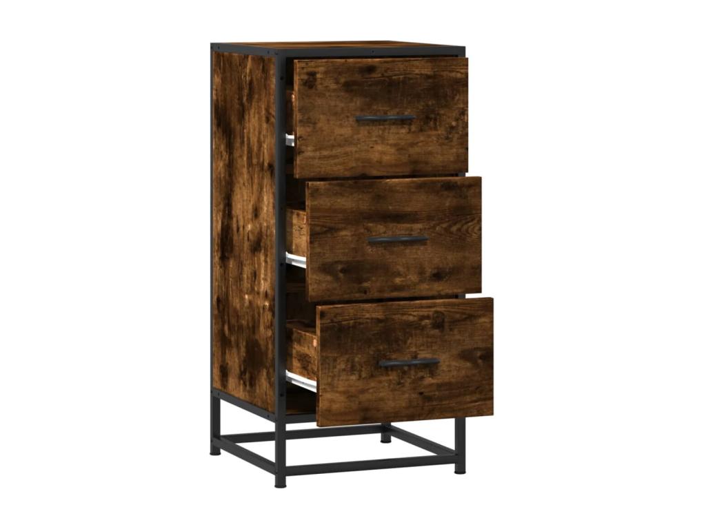 Buffet chêne fumé 35,5x35x76 cm bois d'ingénierie et métal 30307TOFW