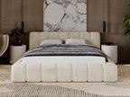 Lit rembourré avec rangement - 160x200 - lit double - velours - crème - Nidchicshop 96510ERWG