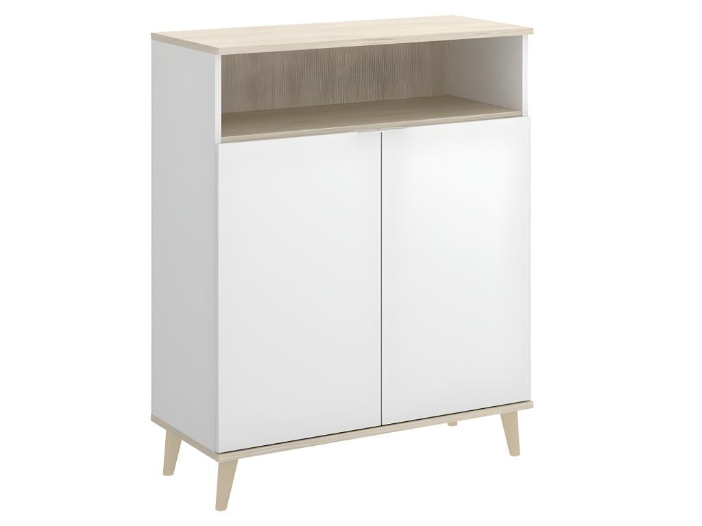 Buffet Meuble de cuisine coloris blanc/naturel - Longueur 79 x Profondeur 40 x Hauteur 102 cm 67304PFEZ