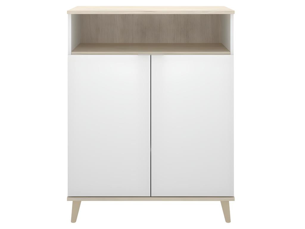 Buffet Meuble de cuisine coloris blanc/naturel - Longueur 79 x Profondeur 40 x Hauteur 102 cm 67304PFEZ