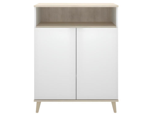 Buffet Meuble de cuisine coloris blanc/naturel - Longueur 79 x Profondeur 40 x Hauteur 102 cm 67304PFEZ