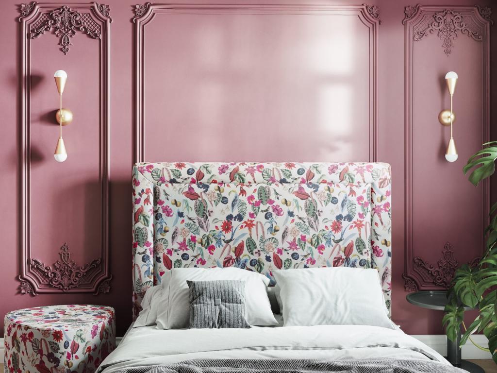 Calmetop - Tête de lit Calmetop 160x120cm en velours motif tropical - 160x8x120cm 43994INMG