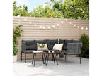Canapé de jardin avec coussins forme de L noir acier textile 58181VKAW
