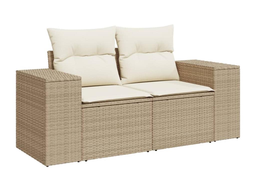 Salon de jardin avec coussins 7 pcs beige résine tressée 72407IFBB