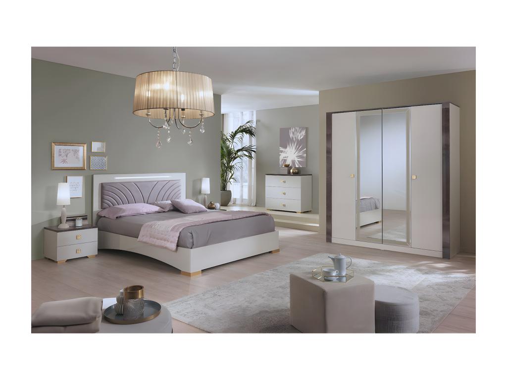 Bohometop - Chevet 2 Tiroirs Coloris Crème et Bronze 01154PMXS