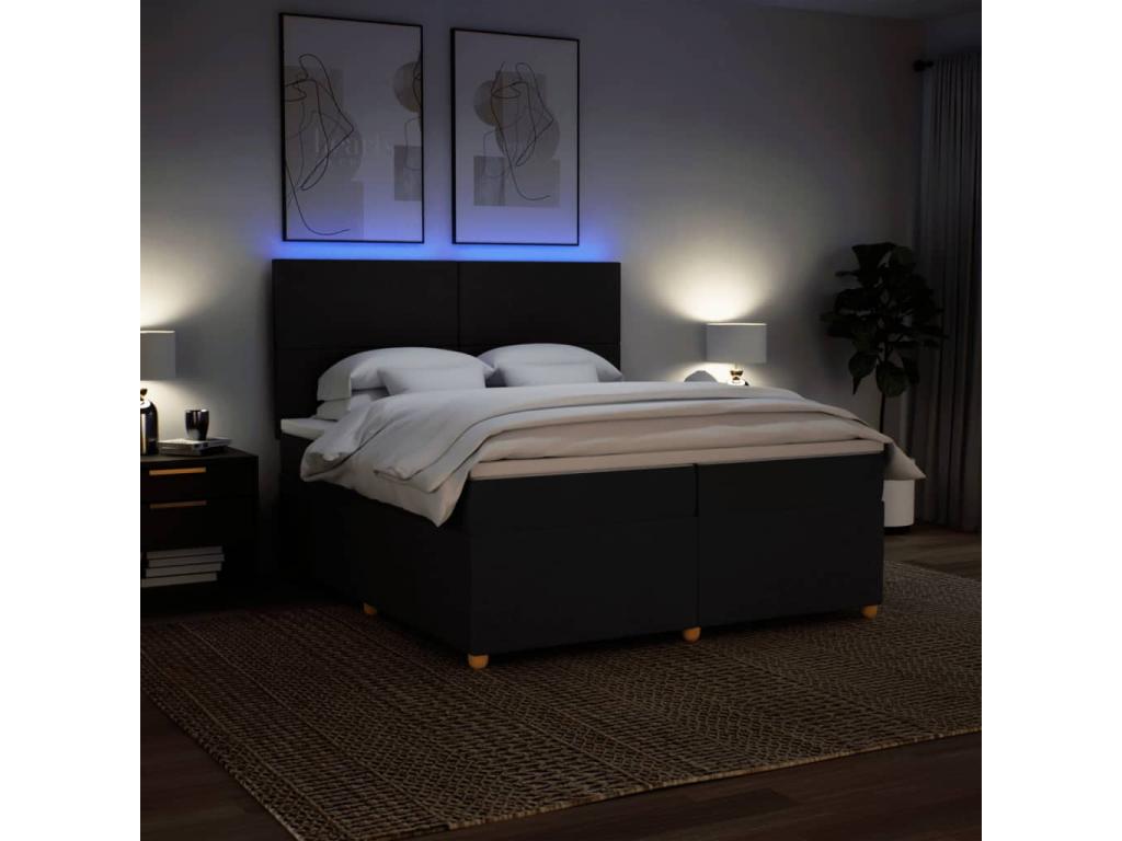 Sommier à Nidchicshop de lit avec matelas Noir 200x200 cm Tissu 22399VKPH