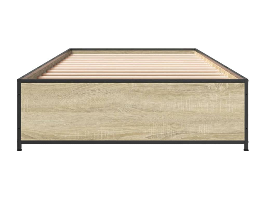 Cadre de lit chêne Calmetop 90x200 cm bois d'ingénierie et métal 80726ZFCX