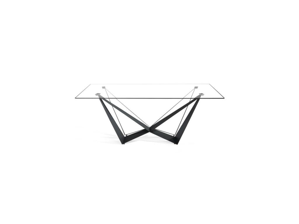 Table de repas rectangulaire Verre/Noir mat - Calmetop 11202SAKE