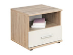 Table de chevet avec tiroir et niche collection Bohometop- Coloris chêne clair et blanc. 15119QKET