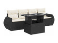 Salon de jardin 5 pcs avec coussins noir résine tressée 82063JAGM
