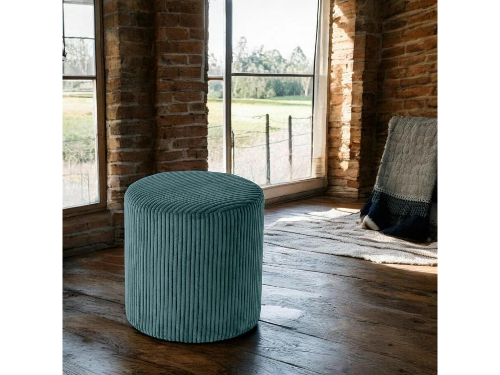 Pouf rond velours tricoté bleu pétrole lot de 2 Calmetop 14300INAL