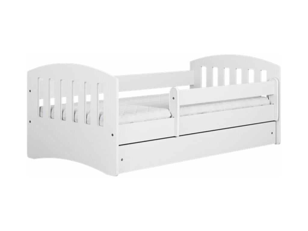 Lit enfant avec barrière de sécurité amovible blanc Calmetop-Matelas mousse-80x180-Tiroirs Avec tiroir 63599AIMP