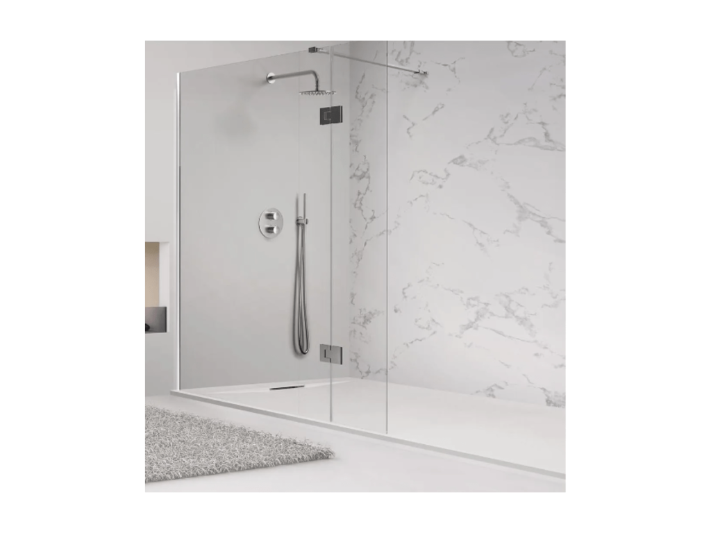 Receveur de douche 135x90 cm noir Bohometop en Résine et Poudre de Marbre avec Grille Latérale EN RÉSINE DE MARBRE 13591HPRS