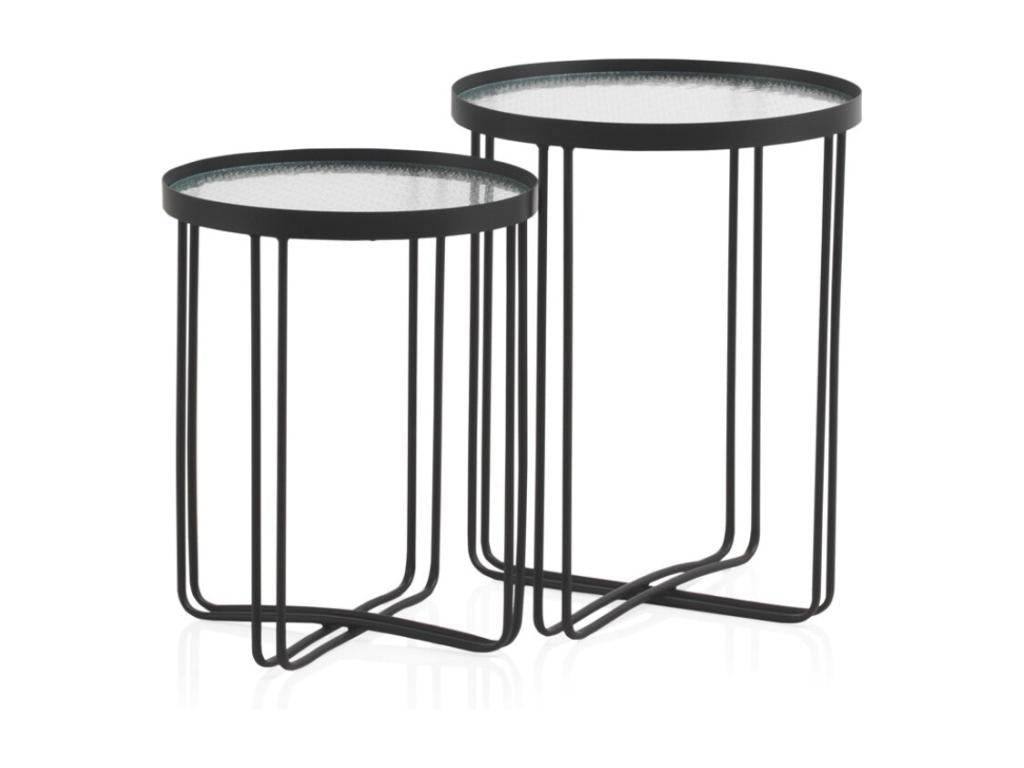 Ensemble de 2 tables d'appoint en métal avec verre 49239HVYU