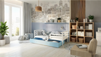 Lit Enfant Calmetop 90x190 Blanc - bleu Livré avec sommiers tiroir et matelas en mousse de 7cm 00834VNFQ