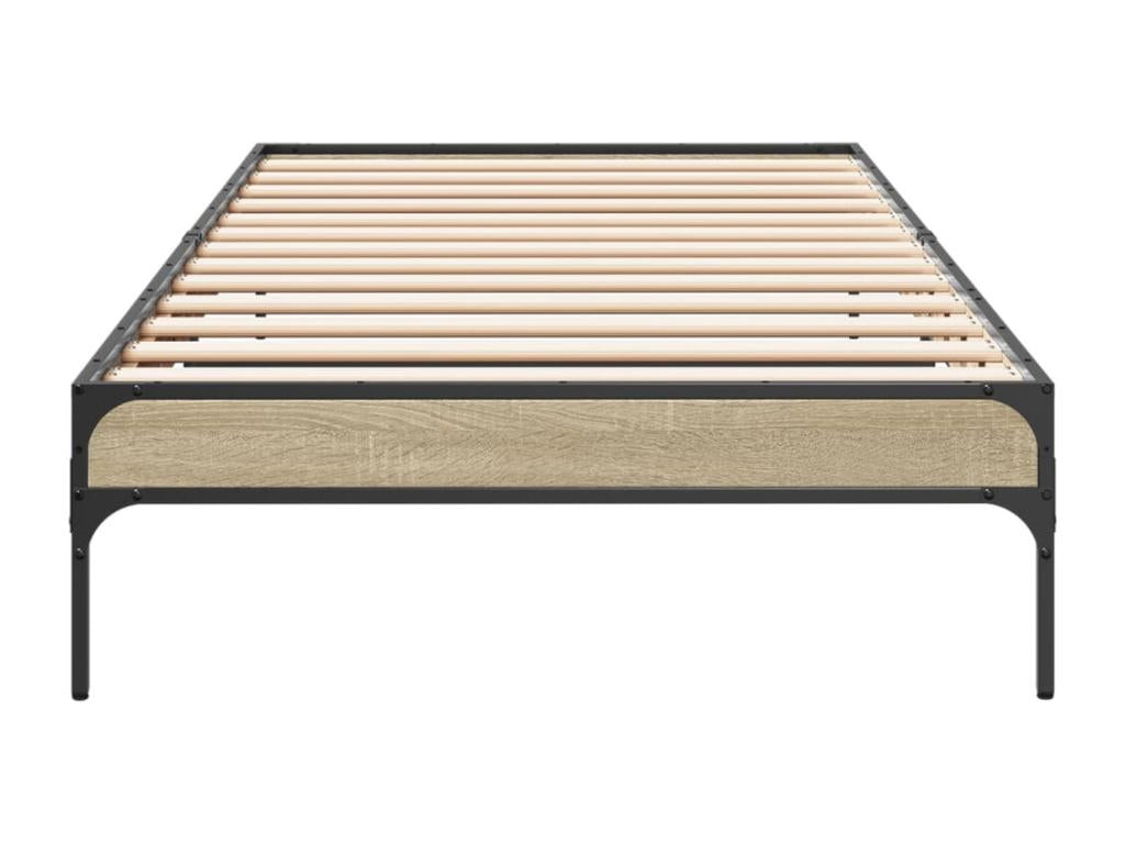 Cadre de lit chêne Calmetop 75x190 cm bois d'ingénierie et métal 60755EWWM