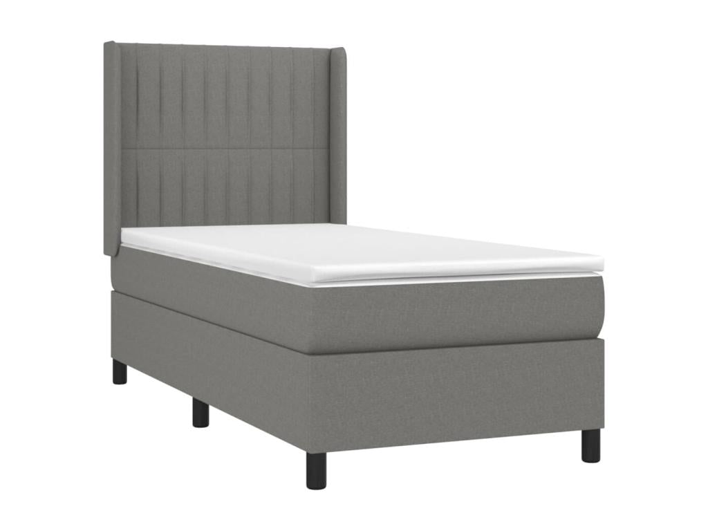 Lit à sommier tapissier et matelas Gris foncé 90x190 cm Tissu 30890THQY