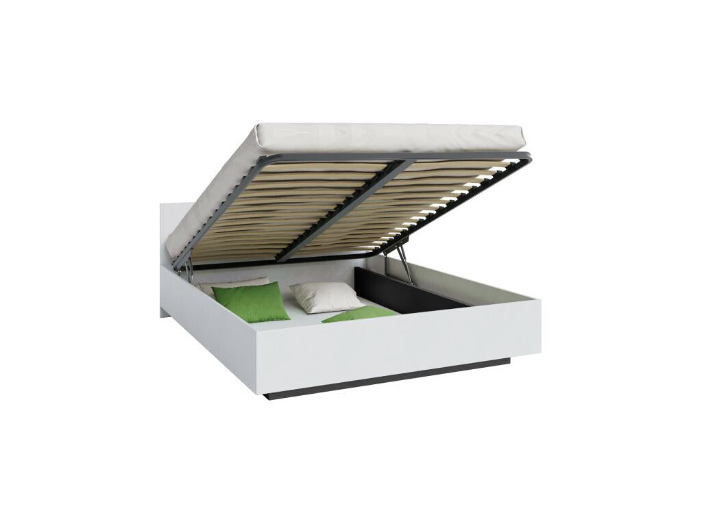Lit coffre Calmetop 140x190 cm avec sommier à Calmetop relevable Blanc 50561FUUB
