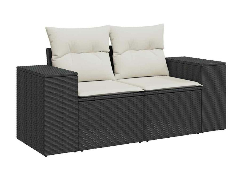 Salon de jardin 6 pcs avec coussins noir résine tressée 26313PCUH