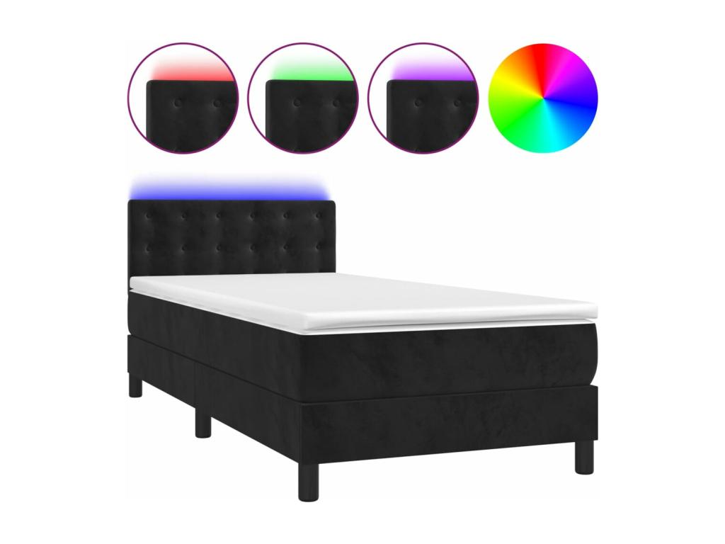 Sommier tapissier avec matelas et LED Noir 80x200cm Velours 59474HYUU