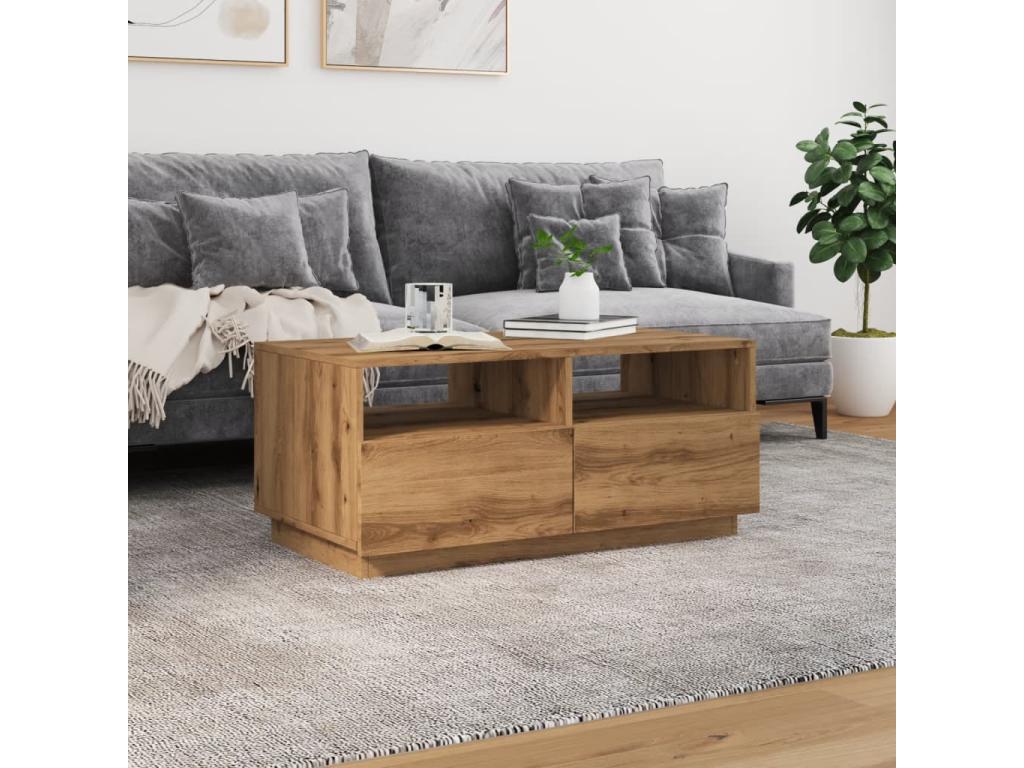 Table basse avec Calmetop LED chêne artisanal 90x49x40 cm 58178NTVA