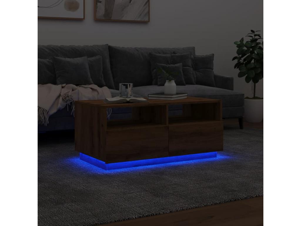 Table basse avec Calmetop LED chêne artisanal 90x49x40 cm 58178NTVA