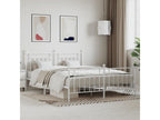 Cadre de lit métal sans matelas et pied de lit blanc 180x200 cm 30801YMBI