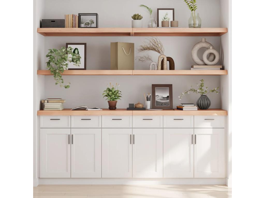 Etagère murale 220x60x 2-6 cm bois de chêne massif non traité 49636QOSY
