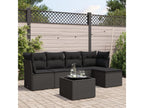Salon de jardin 6 pcs avec coussins noir résine tressée 81756QOAM