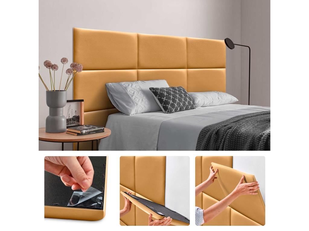 Lot de 1 panneau rembourré en similicuir écologique Calmetop autocollant pour protection acoustique murale absorbante ou 60x40 cm x6 48745DXZL