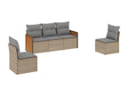 Salon de jardin avec coussins 5 pièces beige résine tressée 35667ZBVR