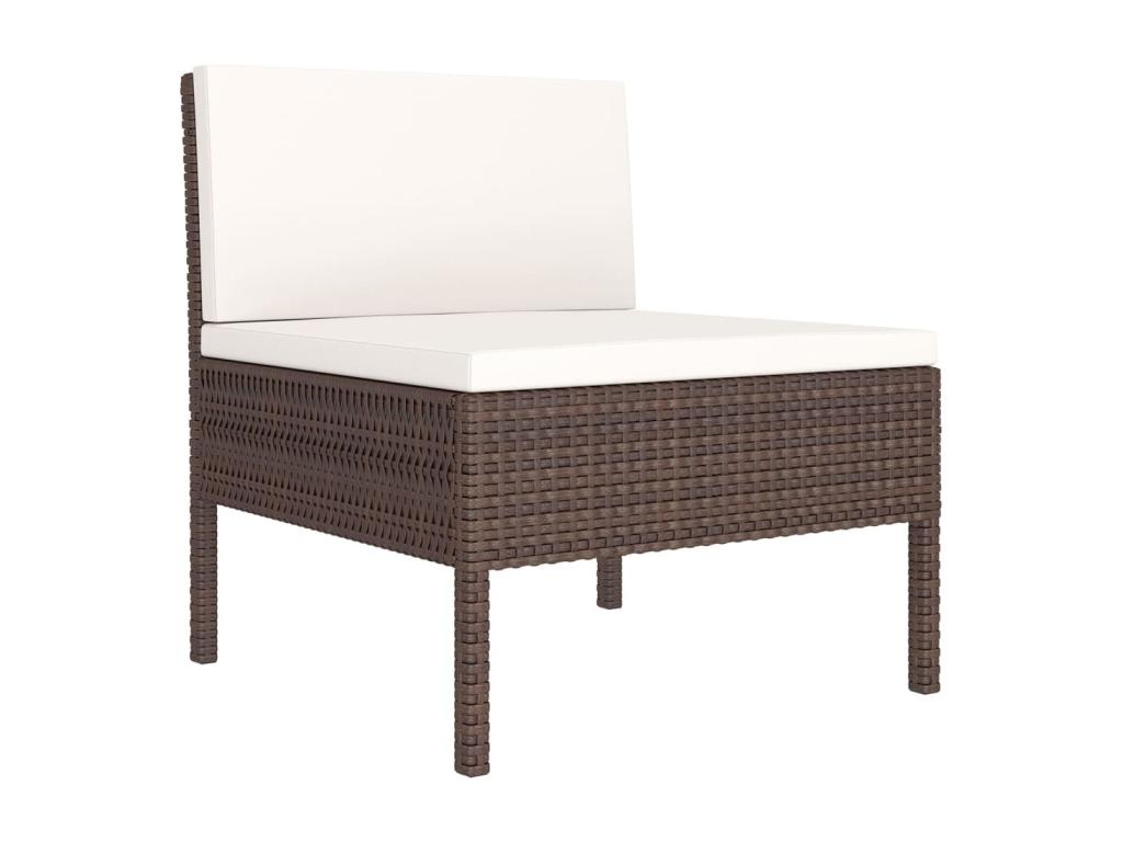 Salon de jardin 5 pcs avec coussins résine tressée marron 35475QNNJ