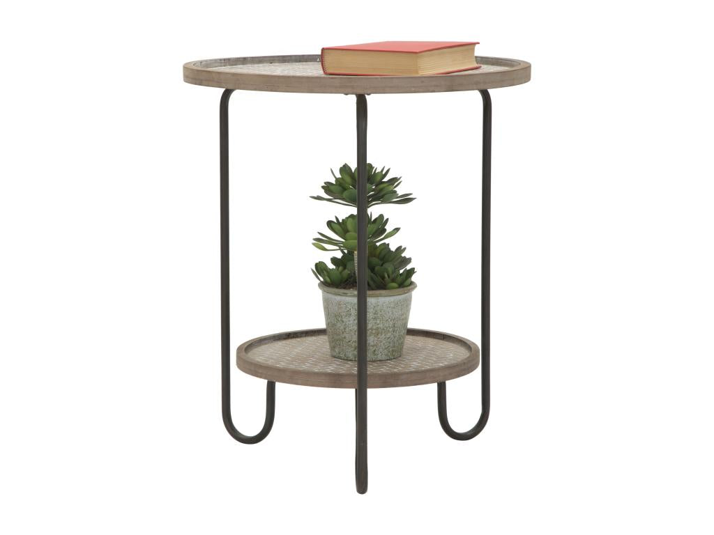 Table basse ronde en métal multicolore avec étagère 48x54.5 cm 75034IFFL