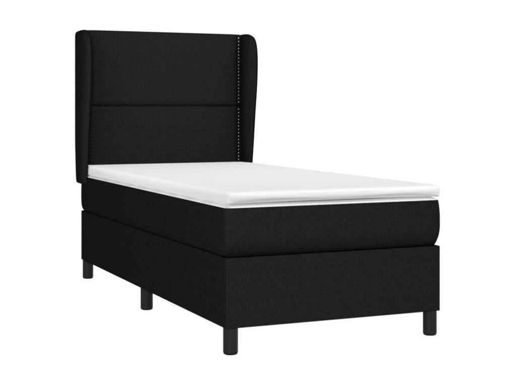 Sommier à Calmetop de lit avec matelas Noir 100x200 Tissu 04668ENAF