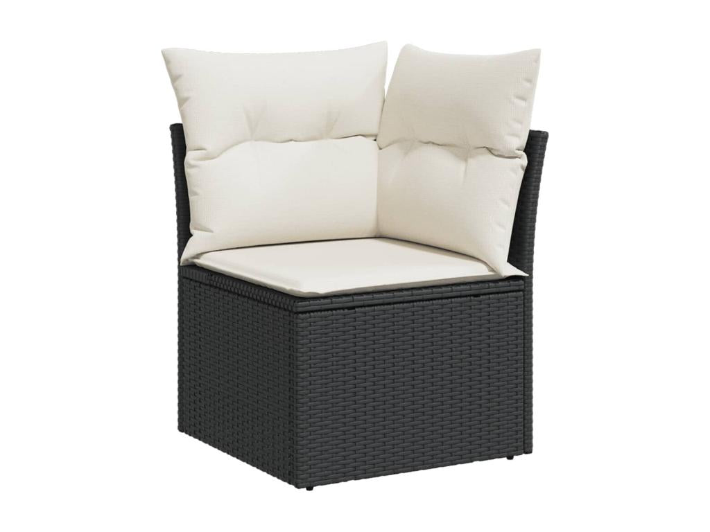 Salon de jardin 4 pièces avec coussins noir résine tressée 26590DKFG