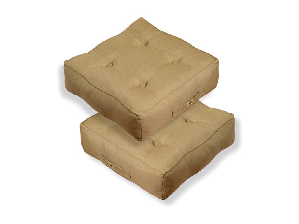 Lot de 2 coussins de sol effet lin 40x40x12 cm - beige 21913NGUR