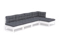 Salon de jardin 5 pièces avec coussins Blanc Bois de pin 40649AXMJ