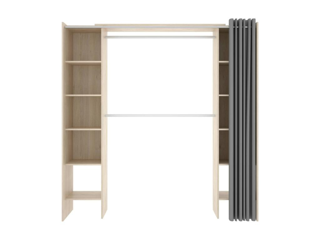 Armoire Calmetop Structure pour dressing avec rideau Cintre ouvert 160x50h205 cm Chêne 14404FWRQ