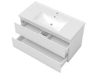 Ensemble meubles Salle de Bain 100cm 4pcs vasque colonne miroir LED Blanc - Bohometop 79124SNKT