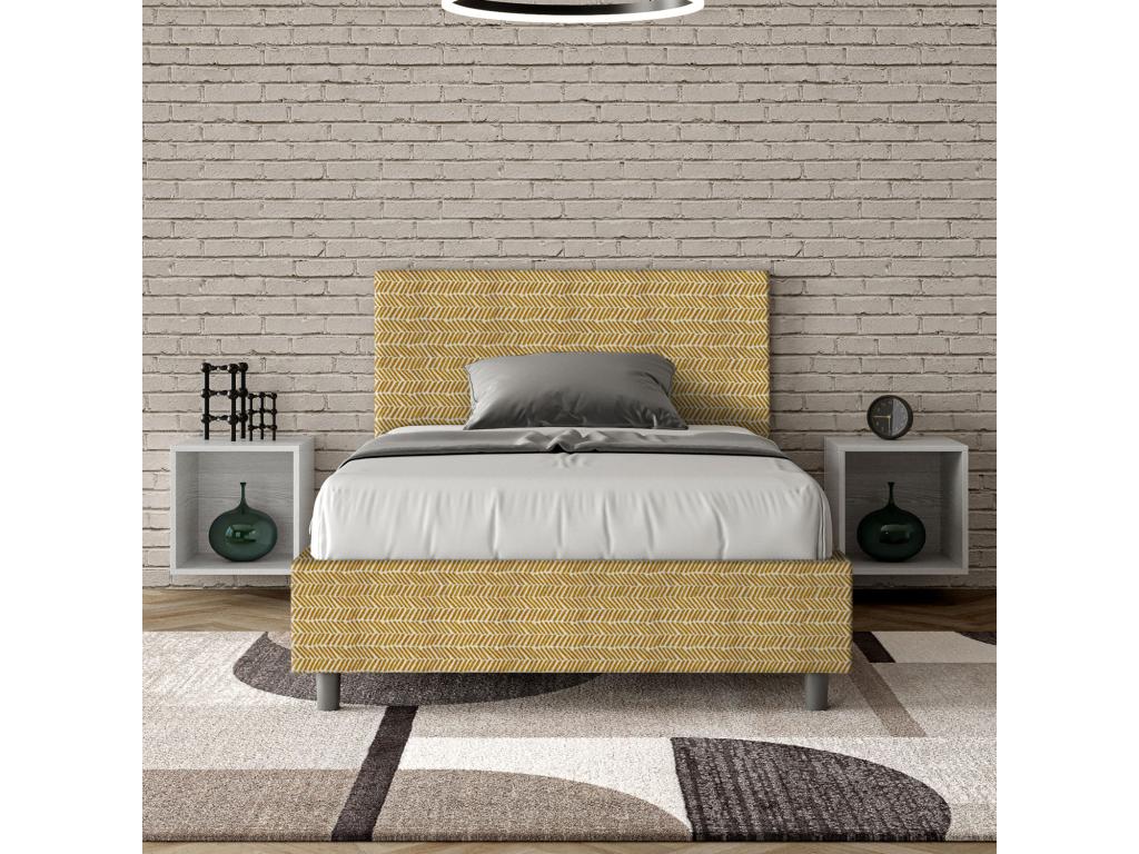 Lit 1 place et demi avec sommier rembourré 120x200 tissu Calmetop 3 jaune Calmetop 87179EFUS