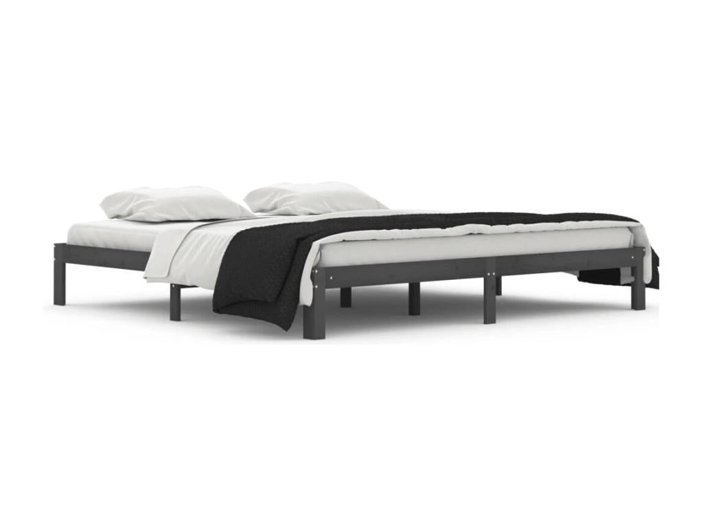 Cadre de lit sans matelas bois massif de pin gris 200x200 cm 31673SJWK