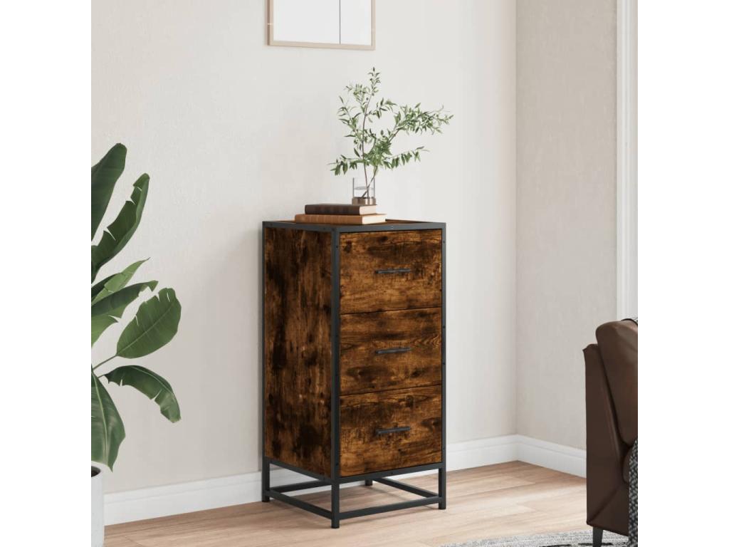 Buffet chêne fumé 35,5x35x76 cm bois d'ingénierie et métal 30307TOFW
