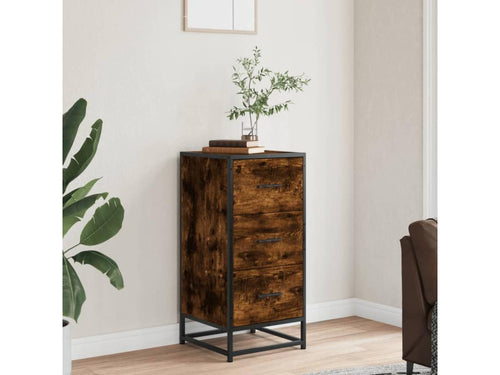 Buffet chêne fumé 35,5x35x76 cm bois d'ingénierie et métal 30307TOFW