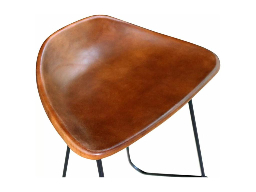 Lot de deux tabourets cuir marron 42x45x86 cm 1202054 40874QJQU