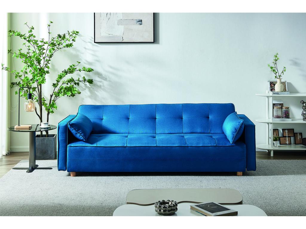 Canapé scandinave convertible 3 places bleu canard Calmetop 10951ICBF