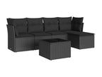 Salon de jardin 6 pcs avec coussins noir résine tressée 81756QOAM