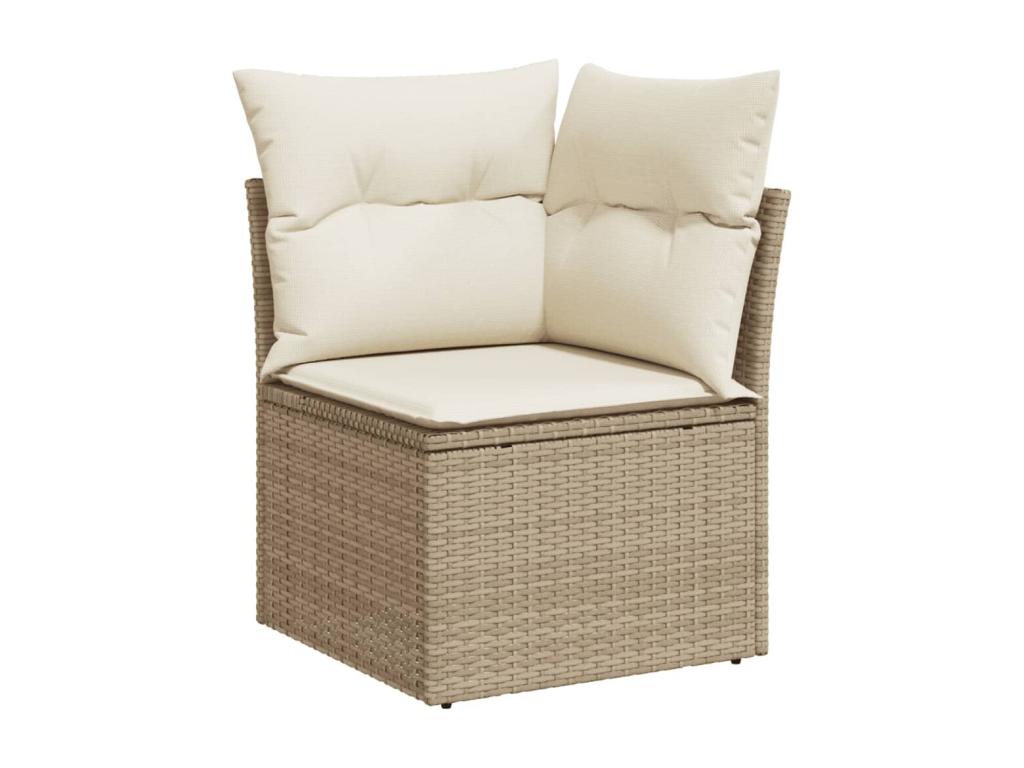 Salon de jardin avec coussins 13 pcs beige résine tressée 39386SMYR