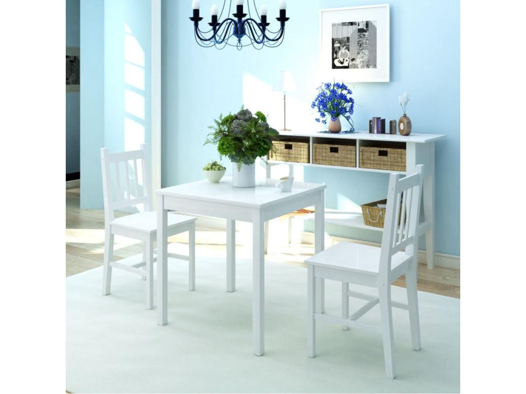 Ensemble de salle à manger trois pièces Pinède Blanc 03975JARX