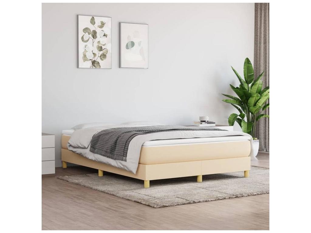 Sommier à Calmetop de lit avec matelas Crème 140x190 Tissu 74167NIOE